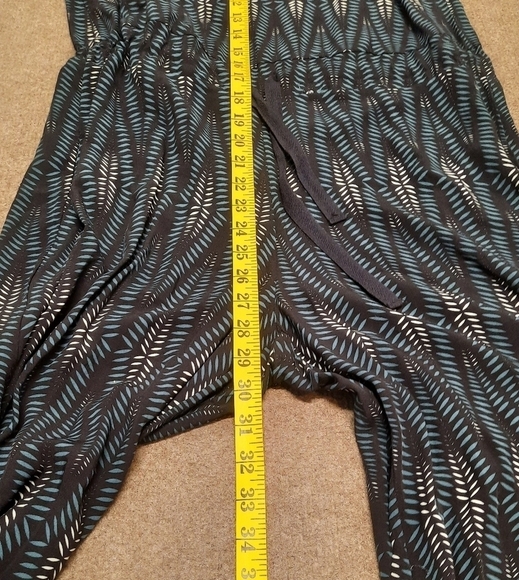 NWT Zinzane Striped Geometric Wide Leg Jumpsuit Black Green - Size Small - Picture 7 of 10